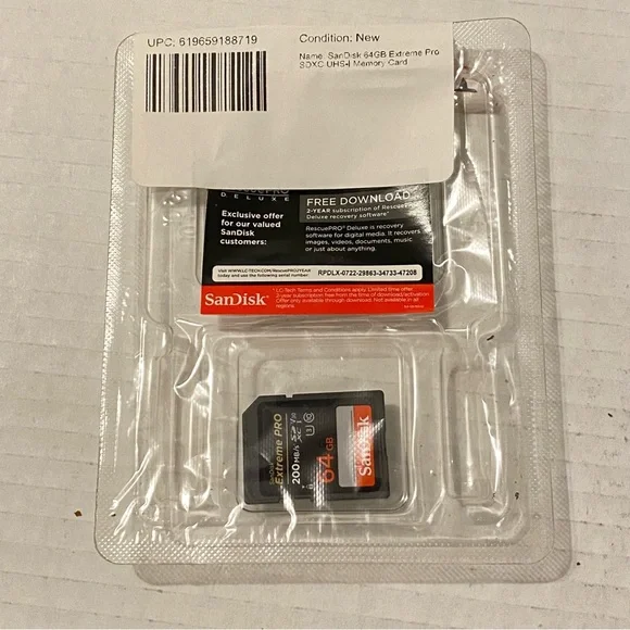 SanDisk 64GB Extreme Pro SDXC Memory Card 200MB/s - Picture 1 of 2